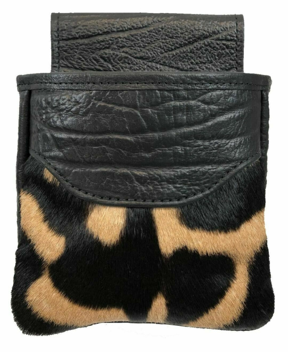 (image for) Burchell Zebra & Black Cape Buffalo Hide Shotgun Shell Belt Bag Pouch